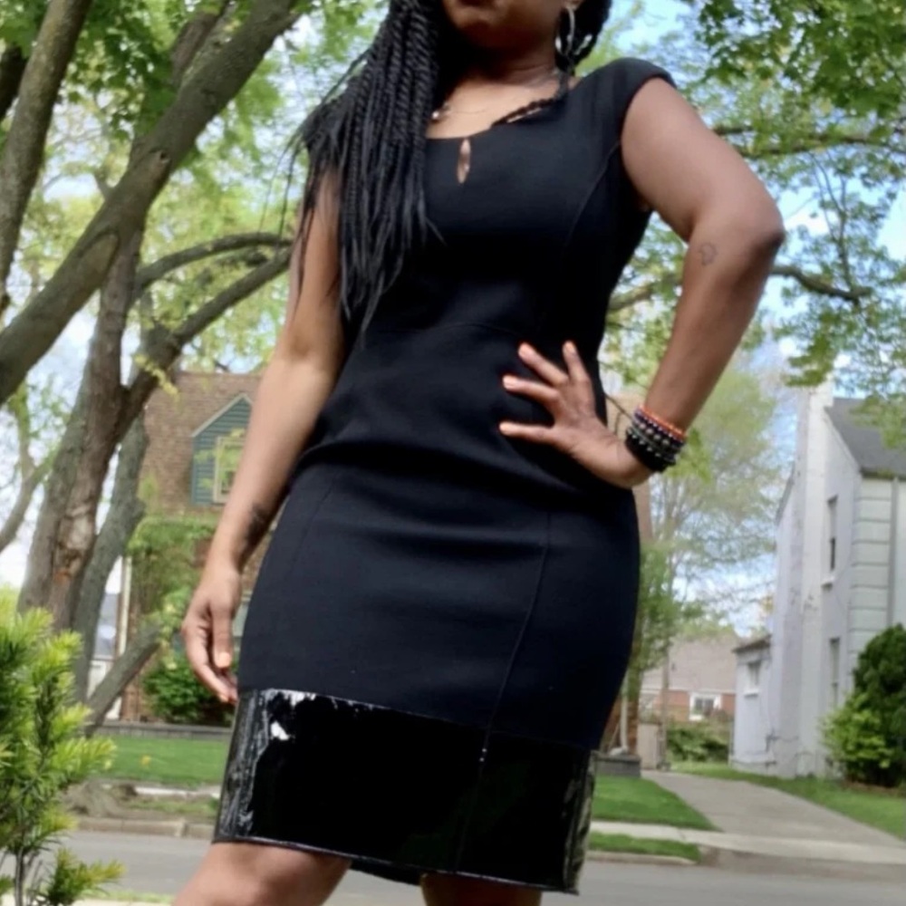 Etcetera Black Wool with Patent Leather Dress
